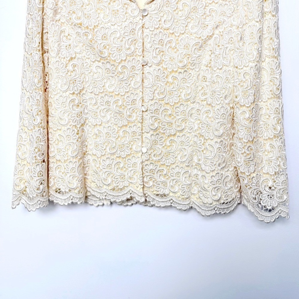 Vintage Talbots Floral Lace Jacket Ivory Cream Size 6 Fairy Ethereal Romantic - Picture 4 of 12